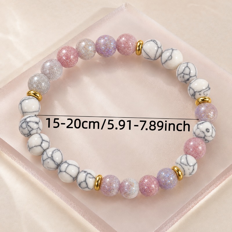 Pinkish-Purple Natural Stone Bead Bracelet, Light Luxury Design